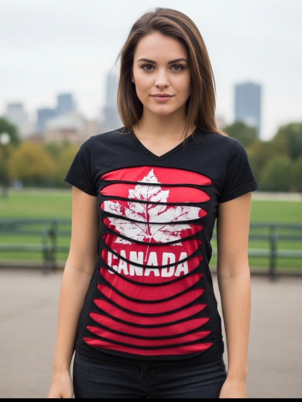 Black and Red Women's Short Sleeve Tee